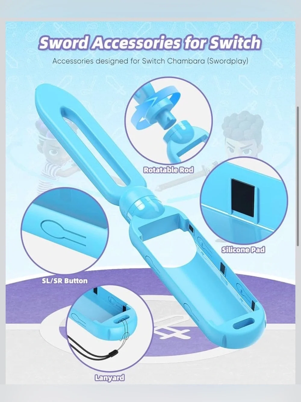 NINTENDO SWITCH SWORD ACCESSORIES TWO-PACK ONE RED ONE BLUE NEW IN BOX